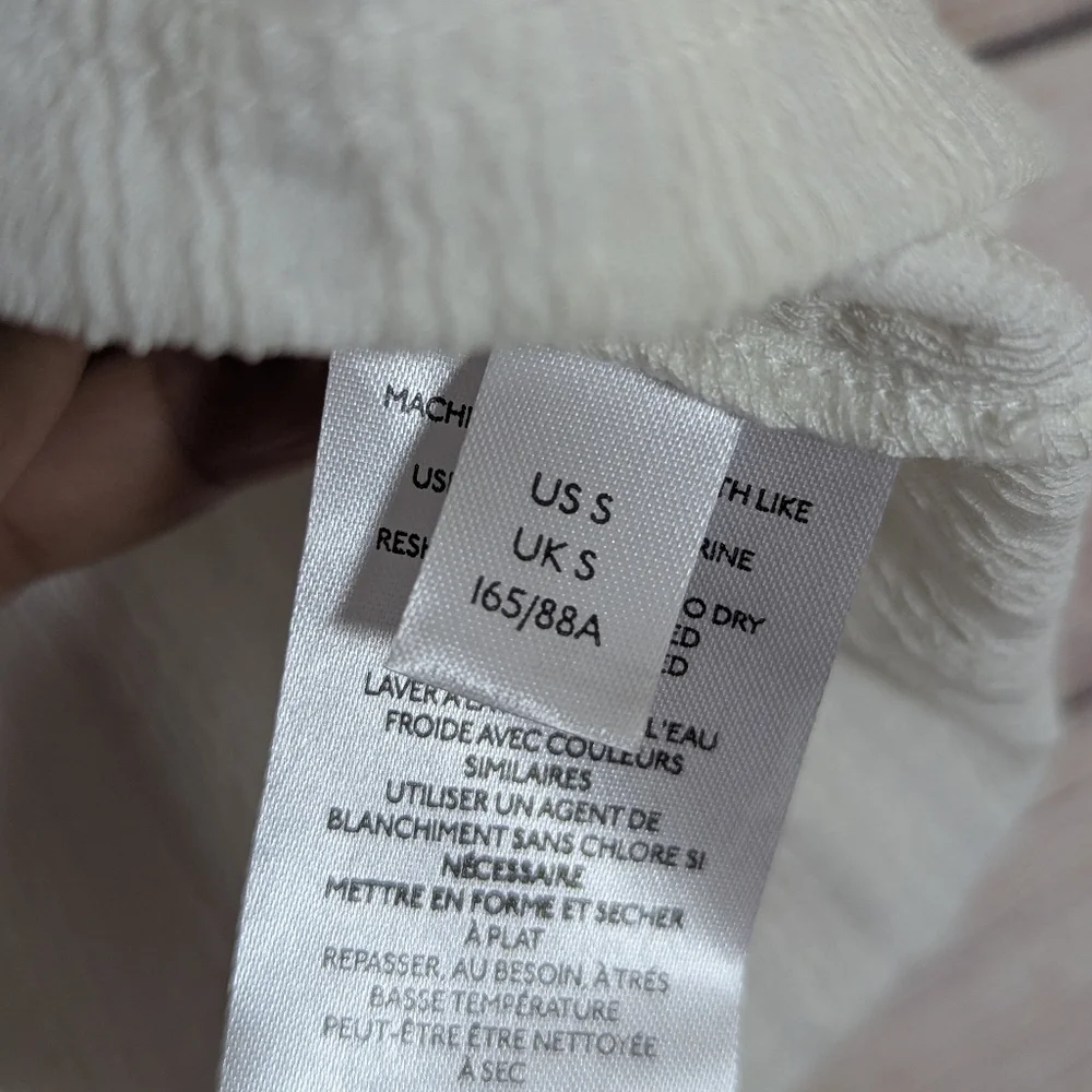 Maeve Anthropologie Size Small White Smocked Peplum Top Puff Sleeve Scoop Neck